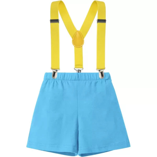 IDOPIP Baby Boys 1st 2nd Birthday Cake Smash Outfit Bowtie Romper Suspenders Shorts Pants Headband Clothes Set for Photo PropBlue  Hat