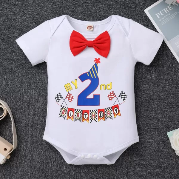 IDOPIP Baby Boys 1st 2nd Birthday Cake Smash Outfit Bowtie Romper Suspenders Shorts Pants Headband Clothes Set for Photo PropRed Flag  2nd Birthday