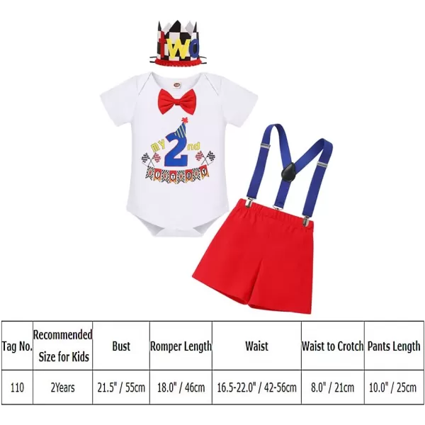 IDOPIP Baby Boys 1st 2nd Birthday Cake Smash Outfit Bowtie Romper Suspenders Shorts Pants Headband Clothes Set for Photo PropRed Flag  2nd Birthday