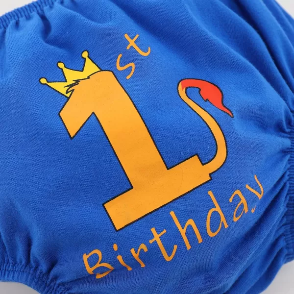 IDOPIP Baby Boys 1st Birthday Cake Smash Outfit Bowtie Romper Suspenders Shorts Pants Set with Lion Headband 4PCS Photo PropsRoyal Blue 1st Birthday