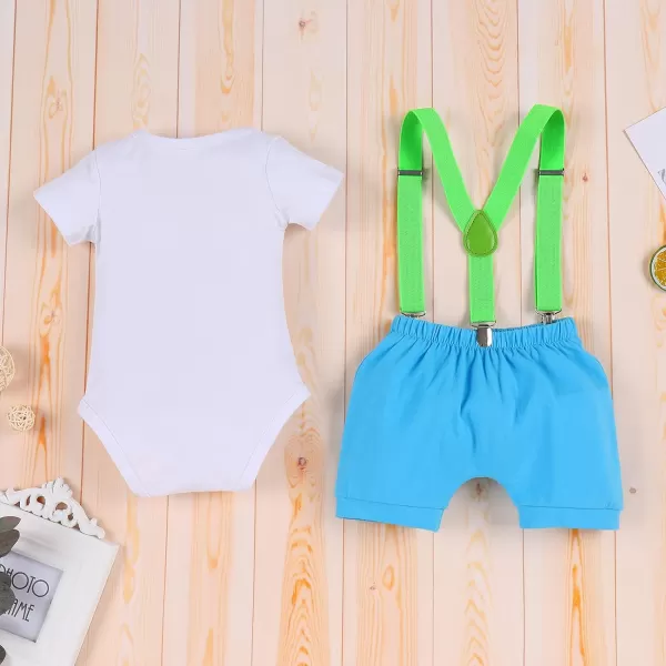 IDOPIP Baby Boys Lion Cake Smash Outfit Wild One Birthday Romper Suspenders Shorts Headband Jungle Animal Costume Photo ShootBlue Dinosaur 1st Birthday