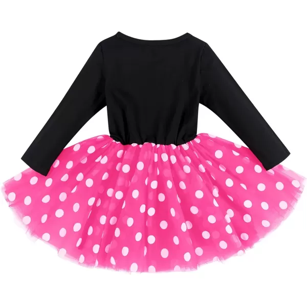 IDOPIP Baby Girl 1st 2nd 3rd Birthday Dress Princess Pageant Party Sequin Bowknot Tutu Dress Cake Smash Playwear Dress Outfit001 Black  Hot Pink  1st Birthday