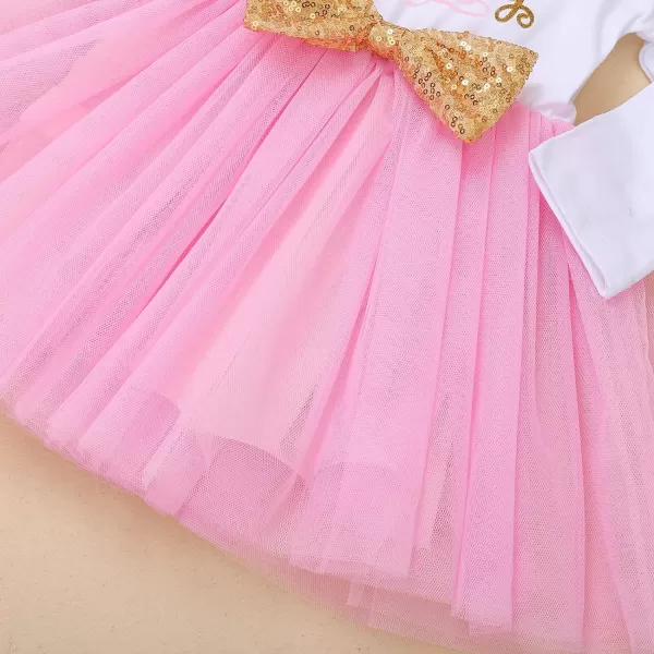 IDOPIP Baby Girl 1st 2nd 3rd Birthday Dress Princess Pageant Party Sequin Bowknot Tutu Dress Cake Smash Playwear Dress Outfit001 Pink  2nd Birthday