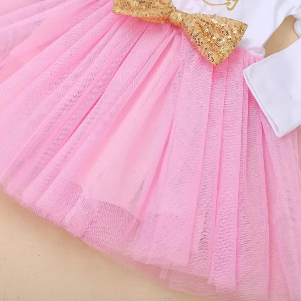 IDOPIP Baby Girl 1st 2nd 3rd Birthday Dress Princess Pageant Party Sequin Bowknot Tutu Dress Cake Smash Playwear Dress Outfit001 Pink  3rd Birthday