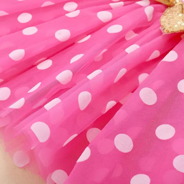 IDOPIP Baby Girl 1st 2nd 3rd Birthday Dress Princess Pageant Party Sequin Bowknot Tutu Dress Cake Smash Playwear Dress Outfit002 Hot Pink Polka Dot  2nd Birthday