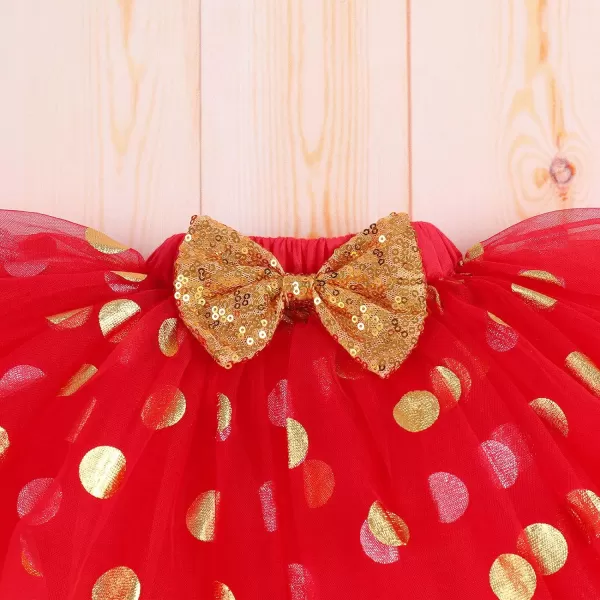 IDOPIP Baby Girl 1st 2nd 3rd Birthday Outfit Polka Dots Romper Tutu Skirt Mouse Ears Headband Set for Cake Smash Photo ShootRed 1st Birthday