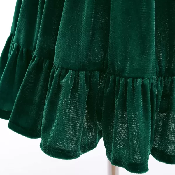 IDOPIP Baby Girl Toddler Velvet Dress Ruffle Long Sleeve Christmas Party Wedding Birthday Holiday Dresses Winter Fall ClothesGreen Ruffle