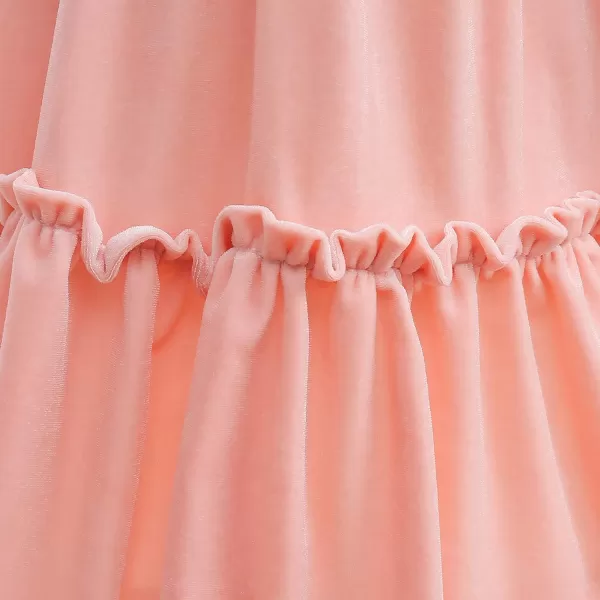 IDOPIP Baby Girl Toddler Velvet Dress Ruffle Long Sleeve Christmas Party Wedding Birthday Holiday Dresses Winter Fall ClothesPink
