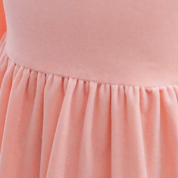 IDOPIP Baby Girl Toddler Velvet Dress Ruffle Long Sleeve Christmas Party Wedding Birthday Holiday Dresses Winter Fall ClothesPink
