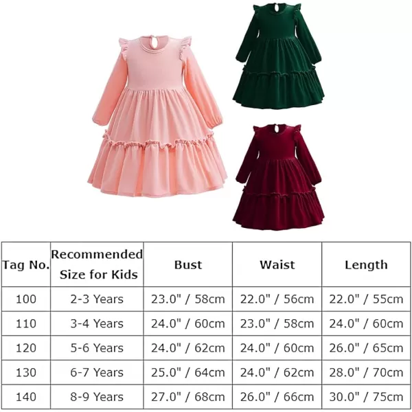 IDOPIP Baby Girl Toddler Velvet Dress Ruffle Long Sleeve Christmas Party Wedding Birthday Holiday Dresses Winter Fall ClothesPink