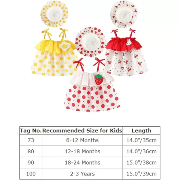 IDOPIP Baby Girl Tutu Dress Summer Sleeveless Backless Princess Birthday Party Dresses Flower Bow Sundress with Straw Hat SetRed Strawberry Dot