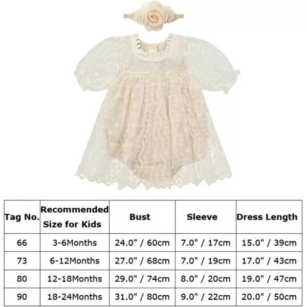 IDOPIP Baby Girls Boho Lace Romper Dress Headband 1st Birthday Outfit Toddler Princess Baptism Long Sleeve Fall Dress ClothesBeige  Short Sleeve