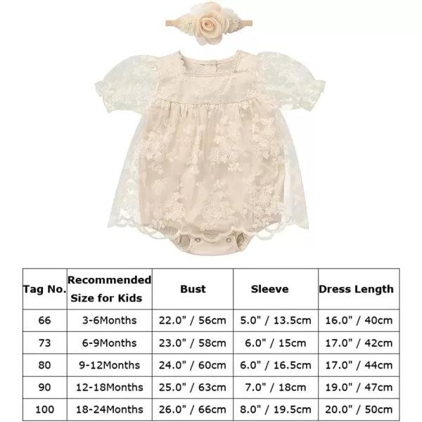 IDOPIP Baby Girls Boho Lace Romper Dress Headband 1st Birthday Outfit Toddler Princess Baptism Long Sleeve Fall Dress ClothesBeige