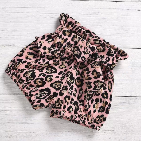 IDOPIP Baby Girls Summer Shorts Clothes Leopard Heart Vest Top  Ruffle Pants Set with Headband Birthday Casual Party Outfits