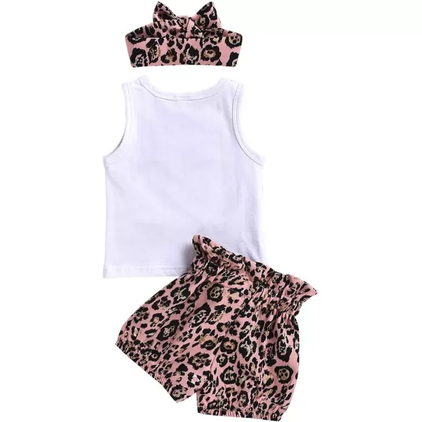 IDOPIP Baby Girls Summer Shorts Clothes Leopard Heart Vest Top  Ruffle Pants Set with Headband Birthday Casual Party Outfits