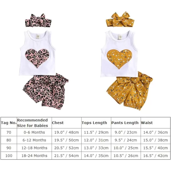 IDOPIP Baby Girls Summer Shorts Clothes Leopard Heart Vest Top  Ruffle Pants Set with Headband Birthday Casual Party OutfitsIDOPIP Baby Girls Summer Shorts Clothes Leopard Heart Vest Top  Ruffle Pants Set with Headband Birthday Casual Party Outfits