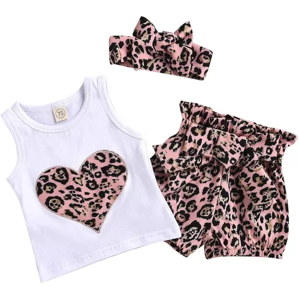 IDOPIP Baby Girls Summer Shorts Clothes Leopard Heart Vest Top  Ruffle Pants Set with Headband Birthday Casual Party OutfitsIDOPIP Baby Girls Summer Shorts Clothes Leopard Heart Vest Top  Ruffle Pants Set with Headband Birthday Casual Party Outfits