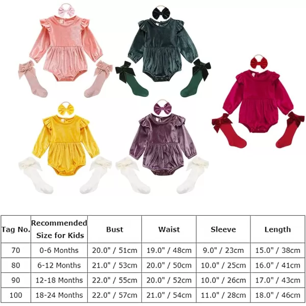 IDOPIP Baby Girls Velvet Romper Christmas Snowflake Romper Bodysuit Headband Socks Birthday Outfit Long Sleeve Fall ClothesRed 3pcs