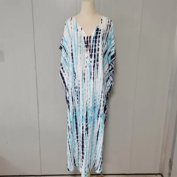 IDOPIP Beach Cover ups for Women Swimsuit Coverups Print Long Maxi Beach Kaftan Dresses Loose Caftan Beachwear Bathing SuitBlue Print