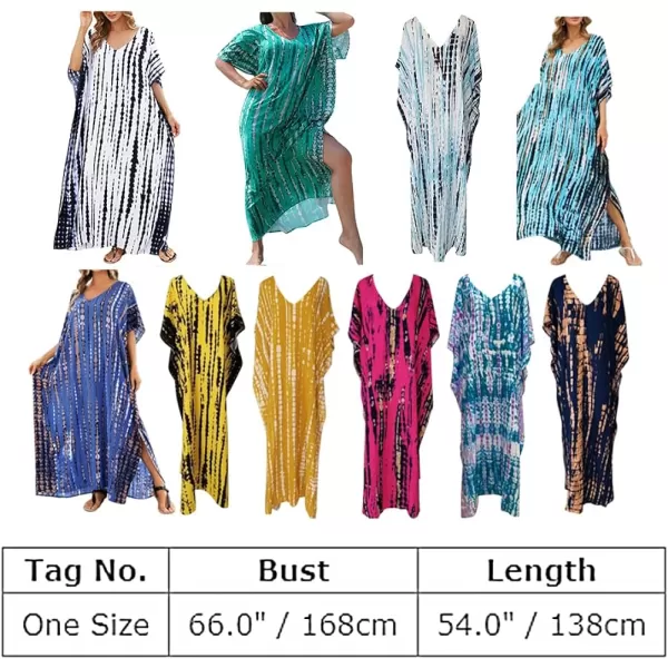 IDOPIP Beach Cover ups for Women Swimsuit Coverups Print Long Maxi Beach Kaftan Dresses Loose Caftan Beachwear Bathing SuitBlue Print