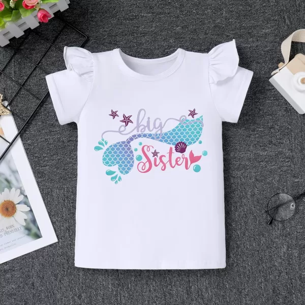 IDOPIP Big Sister Little Sister Matching Outfits Toddler Baby Girls Short Sleeve Top Romper Skirt Headband 3PCS Clothes SetGreen Mermaid  Big Sister