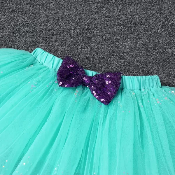 IDOPIP Big Sister Little Sister Matching Outfits Toddler Baby Girls Short Sleeve Top Romper Skirt Headband 3PCS Clothes SetGreen Mermaid  Big Sister