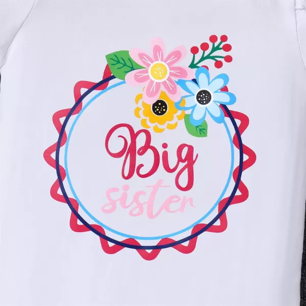IDOPIP Big Sister Little Sister Matching Outfits Toddler Baby Girls Short Sleeve Top Romper Skirt Headband 3PCS Clothes SetHot Pink  Big Sister