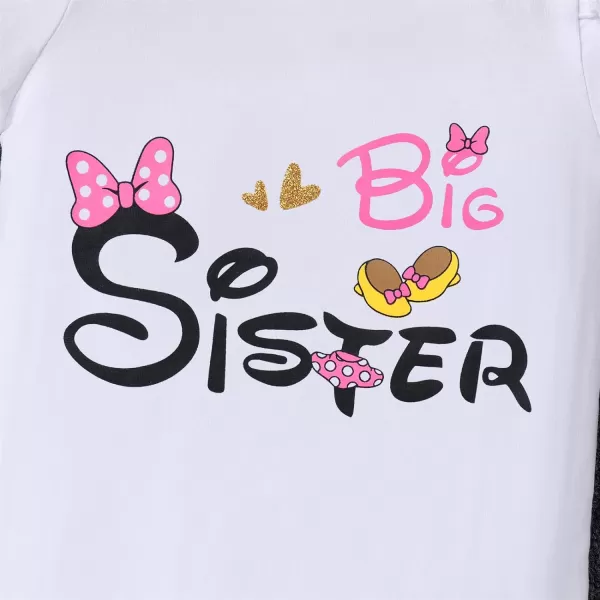 IDOPIP Big Sister Little Sister Matching Outfits Toddler Baby Girls Short Sleeve Top Romper Skirt Headband 3PCS Clothes SetHot Pink Mouse  Big Sister