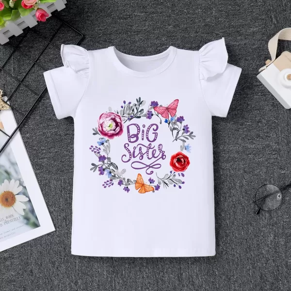 IDOPIP Big Sister Little Sister Matching Outfits Toddler Baby Girls Short Sleeve Top Romper Skirt Headband 3PCS Clothes SetPurple  Big Sister