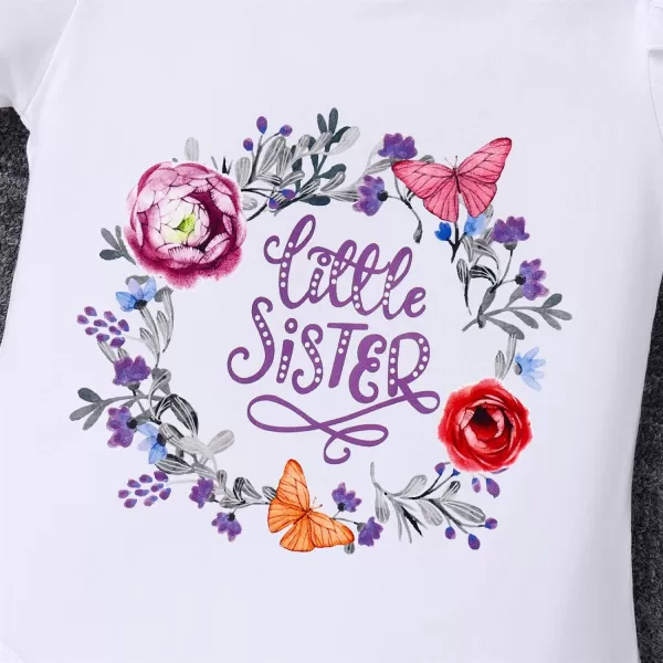 IDOPIP Big Sister Little Sister Matching Outfits Toddler Baby Girls Short Sleeve Top Romper Skirt Headband 3PCS Clothes SetPurple  Little Sister