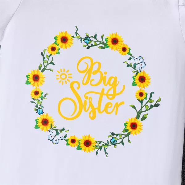 IDOPIP Big Sister Little Sister Matching Outfits Toddler Baby Girls Short Sleeve Top Romper Skirt Headband 3PCS Clothes SetYellow  Big Sister