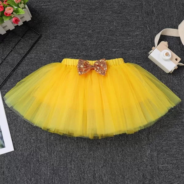 IDOPIP Big Sister Little Sister Matching Outfits Toddler Baby Girls Short Sleeve Top Romper Skirt Headband 3PCS Clothes SetYellow  Little Sister