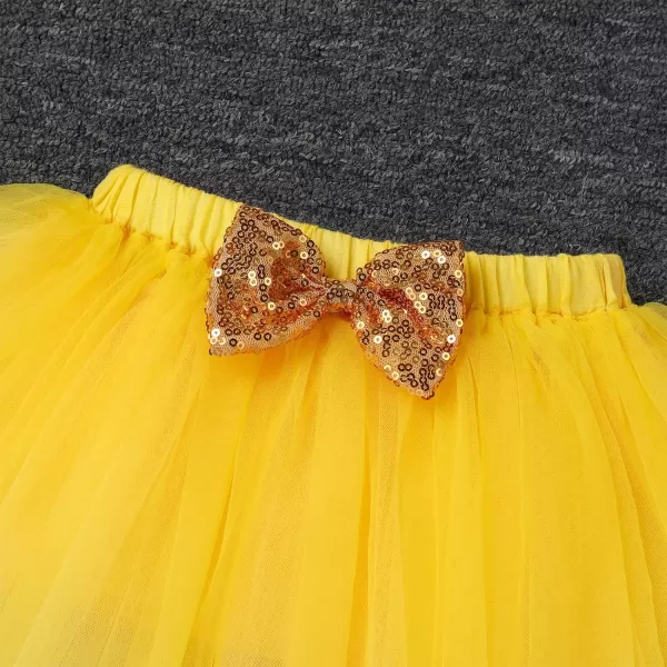 IDOPIP Big Sister Little Sister Matching Outfits Toddler Baby Girls Short Sleeve Top Romper Skirt Headband 3PCS Clothes SetYellow  Little Sister