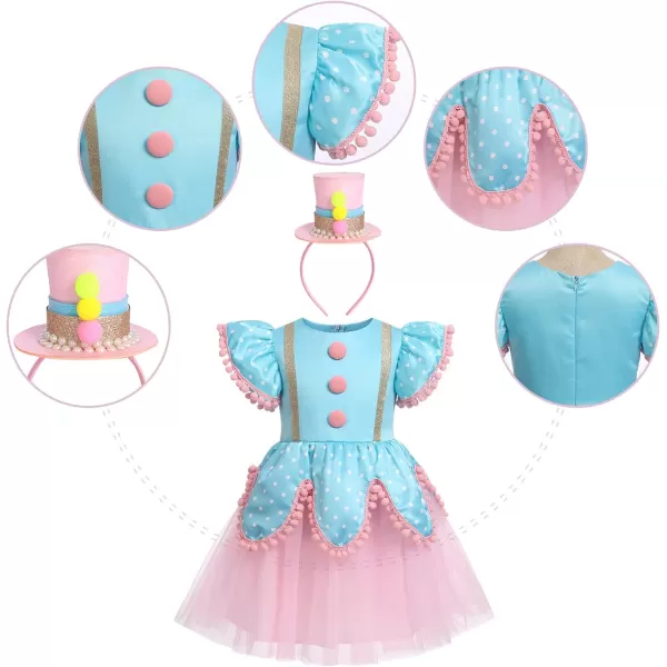 IDOPIP Carnival Circus Costume for Kids Baby Girls Romper Tutu Dress Princess Birthday Party Dress up with Headband OutfitBlue  Headband  Kids