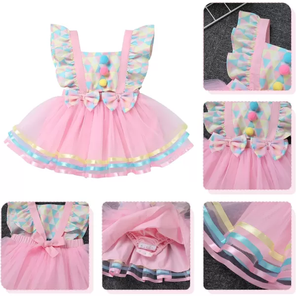 IDOPIP Carnival Circus Costume for Kids Baby Girls Romper Tutu Dress Princess Birthday Party Dress up with Headband OutfitPink  Baby 1pc