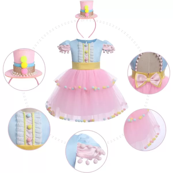 IDOPIP Carnival Circus Costume for Kids Baby Girls Romper Tutu Dress Princess Birthday Party Dress up with Headband OutfitPink  Headband  Kids