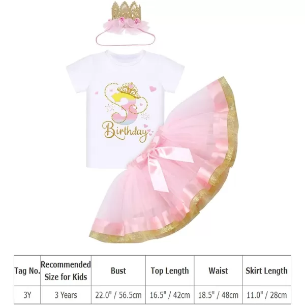 IDOPIP Crown 1st 2nd 3rd Birthday Outfit Baby Girl Shiny Crown Romper Tutu Skirt Headband Clothes for Cake Smash Photo ShootPink  3rd Birthday