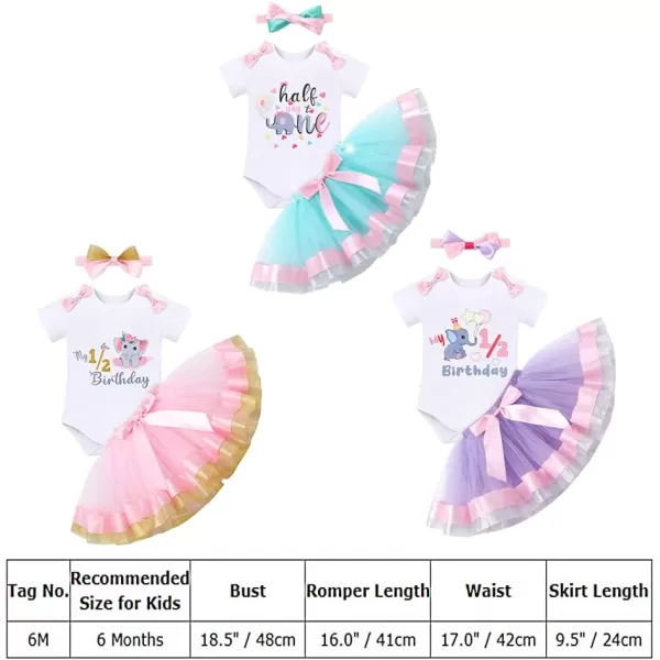 IDOPIP Elephant 1st Birthday Outfit Baby Girl Elephant Romper Tutu Skirt Headband 3PCS Clothes Set for Cake Smash Photo ShootGreen Half Way to One