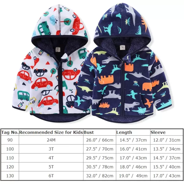 IDOPIP Fleece Jacket with Hoodies for Toddler Kids Baby Boy Girl Cartoon Dinosaur Car Print Coat Winter Thick Warm OuterwearIDOPIP Fleece Jacket with Hoodies for Toddler Kids Baby Boy Girl Cartoon Dinosaur Car Print Coat Winter Thick Warm Outerwear