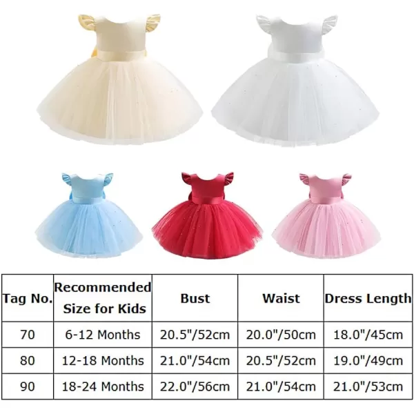 IDOPIP Flower Girl Bowknot Tutu Dress for Kids Baby Princess Wedding Bridesmaid Birthday Party Pageant Baptism Dresses 6M10TBlue  Vback