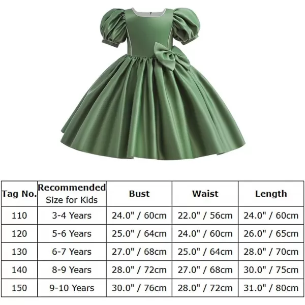 IDOPIP Flower Girl Bowknot Tutu Dress for Kids Baby Princess Wedding Bridesmaid Birthday Party Pageant Baptism Dresses 6M10TGreen  Puff Sleeve