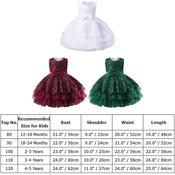 IDOPIP Flower Girl Bowknot Tutu Dress for Kids Baby Princess Wedding Bridesmaid Birthday Party Pageant Baptism Dresses 6M10TGreen  Sequin