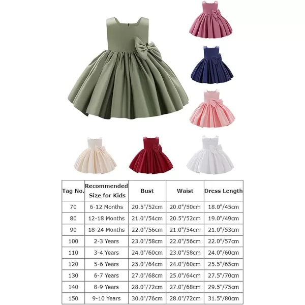 IDOPIP Flower Girl Bowknot Tutu Dress for Kids Baby Princess Wedding Bridesmaid Birthday Party Pageant Baptism Dresses 6M10TGreen