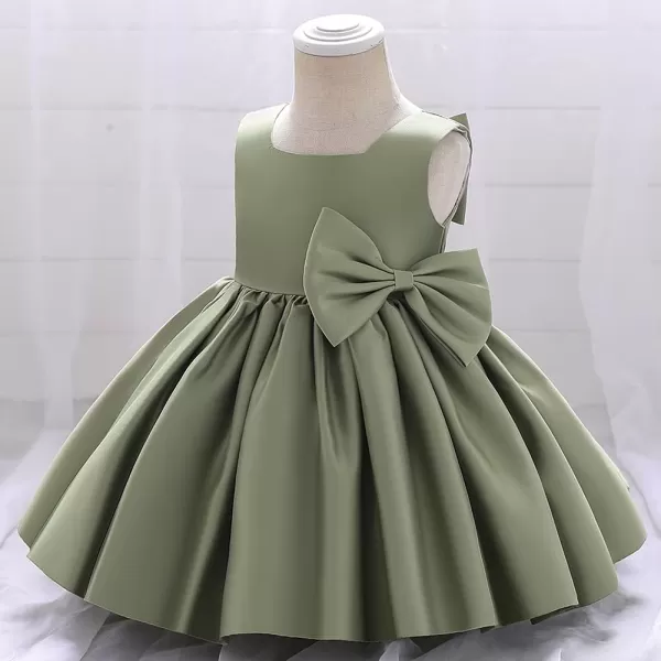 IDOPIP Flower Girl Bowknot Tutu Dress for Kids Baby Princess Wedding Bridesmaid Birthday Party Pageant Baptism Dresses 6M10TGreen