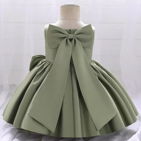 IDOPIP Flower Girl Bowknot Tutu Dress for Kids Baby Princess Wedding Bridesmaid Birthday Party Pageant Baptism Dresses 6M10TGreen