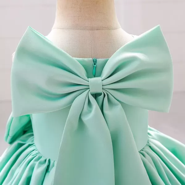 IDOPIP Flower Girl Bowknot Tutu Dress for Kids Baby Princess Wedding Bridesmaid Birthday Party Pageant Baptism Dresses 6M10TLight Green