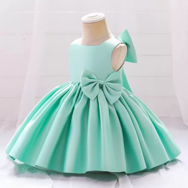 IDOPIP Flower Girl Bowknot Tutu Dress for Kids Baby Princess Wedding Bridesmaid Birthday Party Pageant Baptism Dresses 6M10TLight Green