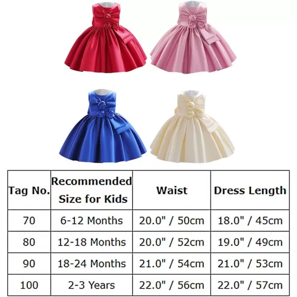 IDOPIP Flower Girl Bowknot Tutu Dress for Kids Baby Princess Wedding Bridesmaid Birthday Party Pageant Baptism Dresses 6M10TRed  Rose Bow