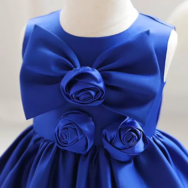 IDOPIP Flower Girl Bowknot Tutu Dress for Kids Baby Princess Wedding Bridesmaid Birthday Party Pageant Baptism Dresses 6M10TRoyal Blue  Rose Bow
