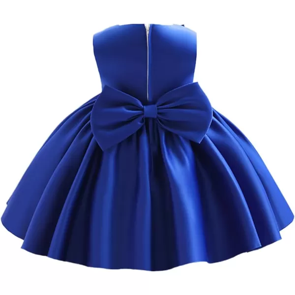 IDOPIP Flower Girl Bowknot Tutu Dress for Kids Baby Princess Wedding Bridesmaid Birthday Party Pageant Baptism Dresses 6M10TRoyal Blue  Rose Bow
